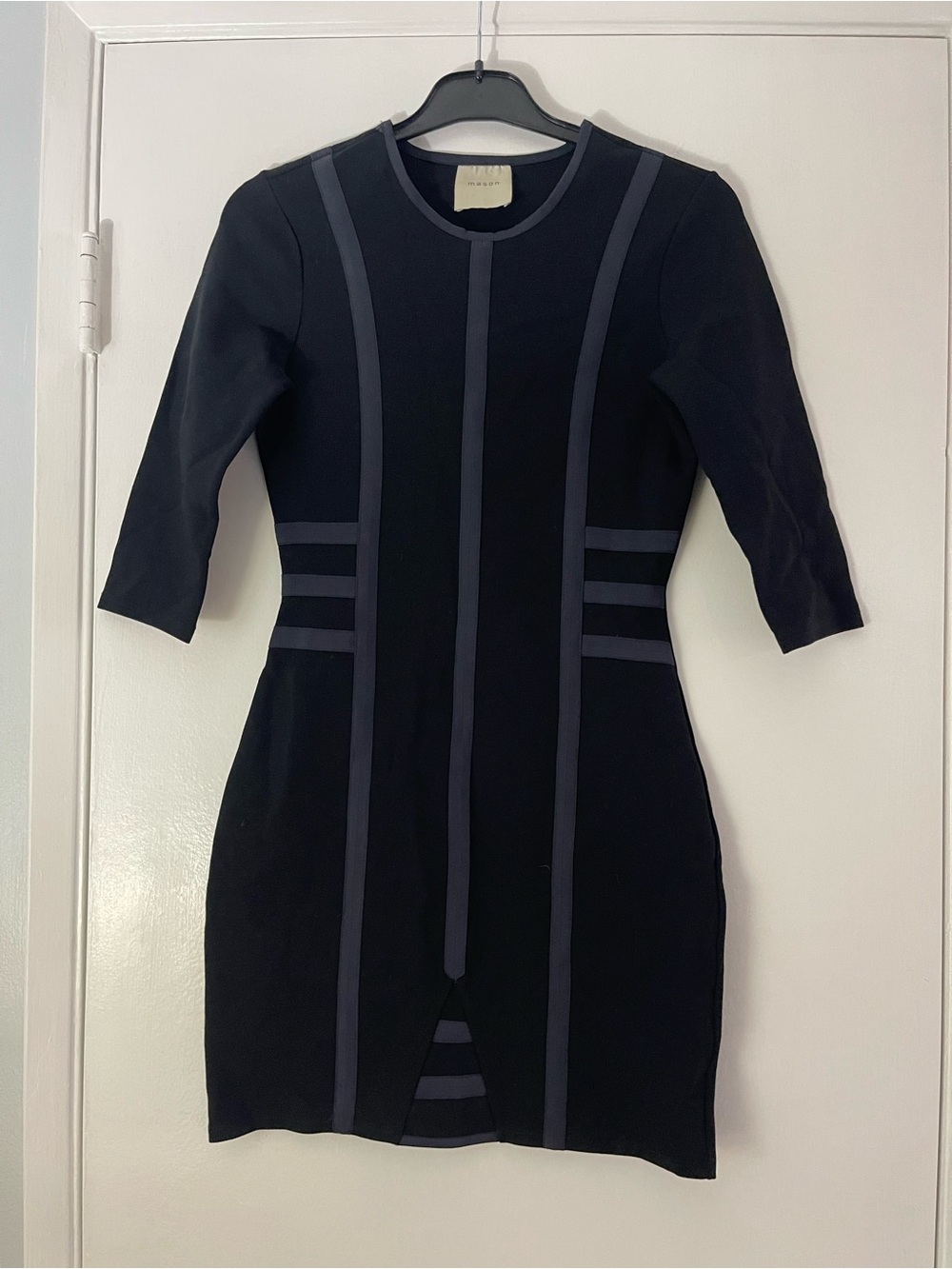 Mason Black Dress with Dark Gray Paneling - Long Sleeve